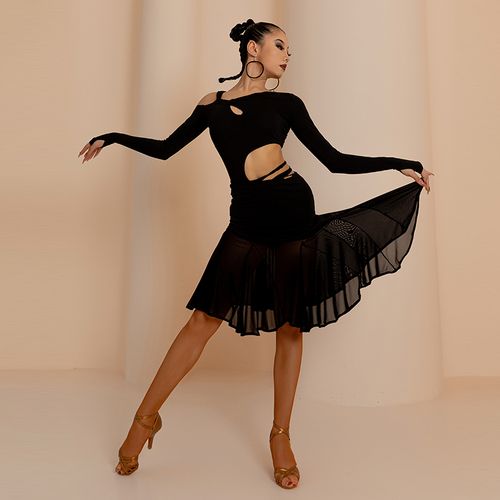 舞蹈半身新款专业成人练功短裙拉丁舞国标舞纱裙拉丁舞下装