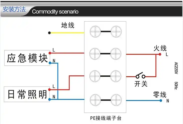 圆形应急吸顶灯自带电池接线图