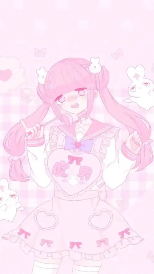 插画 文字 动漫 平铺 萌物 软妹 少女心 粉色 卡通 可爱 人物 萌萌的