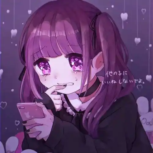 动漫女头一组超好看的粉紫色系动漫女生头像