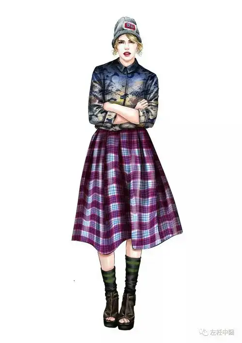 马克笔时装彩铅水粉时尚秀场服装设计时装画