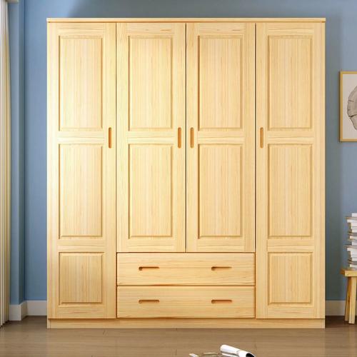 衣柜实木简约现代经济型组装卧室储物大衣橱木质两门松木儿童衣柜