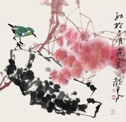 颜泉正在奋力拓展自己写意花鸟艺术的成果,假如要我对颜泉的艺术说一