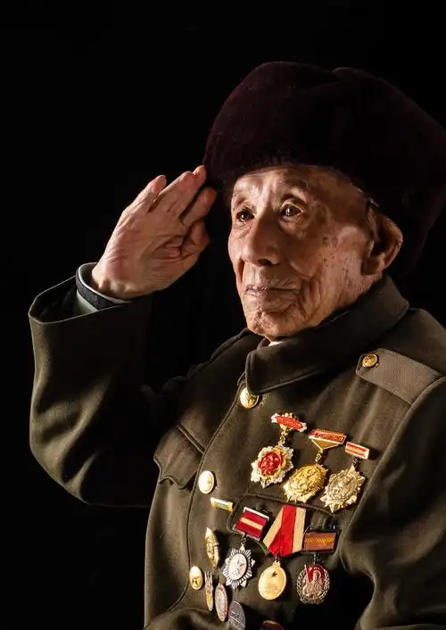 新华社照片:2022年6月14日在云南省昭通市拍摄的抗战老战士郭正荣.