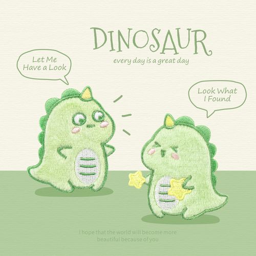 可爱小恐龙刺绣贴带背胶布贴儿童时尚衣服布包装饰卡通补丁贴
