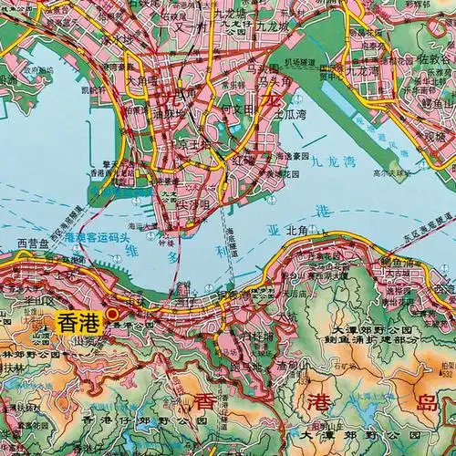 香港特别行政区地图挂图政区交通铁路高速旅游景点商务办公室书房客厅