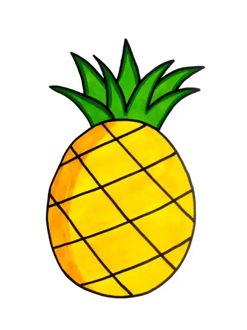菠萝简笔画 菠萝简笔画,可爱水果简笔画