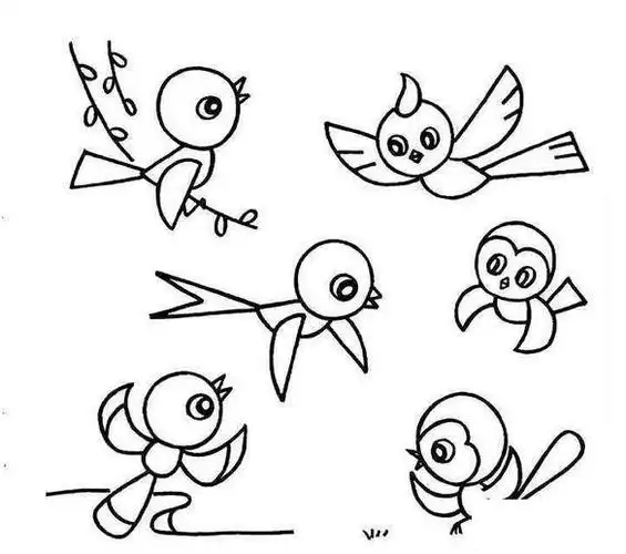 一群小鸟的简笔画 小鸟简笔画
