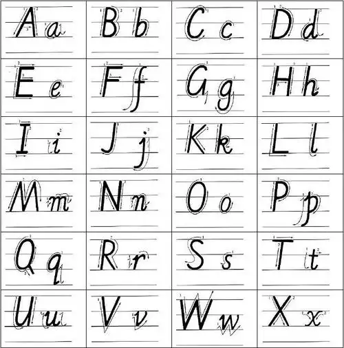 26个英文字母手写体笔顺及练习