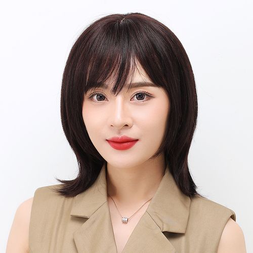 假发女短发发型自然全头套式中长发夏季新款波波头网红圆脸锁骨发