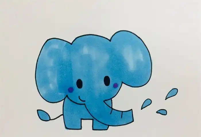 大象图片简笔画彩色大象与气球简笔画翘鼻子可爱大象简笔画步骤图解