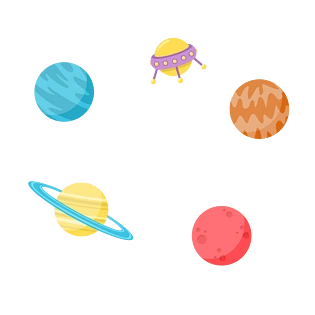 卡通彩色宇宙星球插画