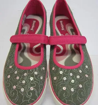 bootleg girls/ladies why not grey/pink fabric pump shoe uk 3 x