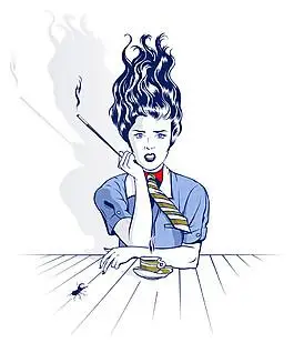 抽烟的卡通女人图片