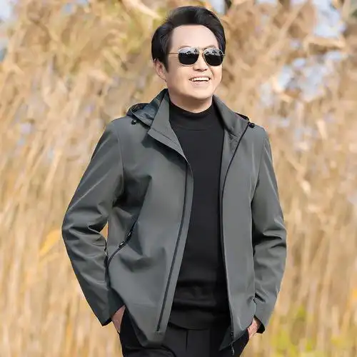 中老年夹克男爸爸春秋款外套中年男士秋装风衣中长款薄款50岁上衣