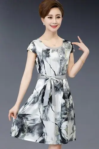 适合妈妈穿的真丝裙子中年胖女人夏装洋气高贵阔太太桑蚕丝连衣裙