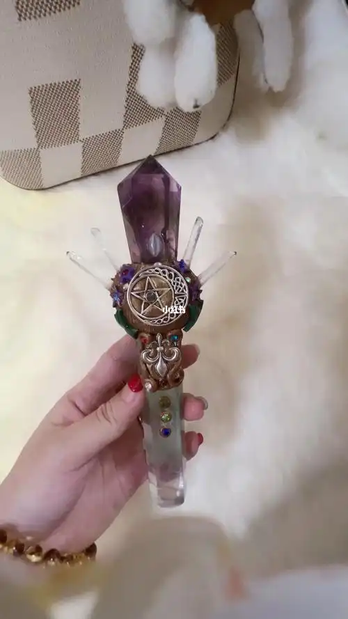 巴啦啦小魔仙水晶权杖🪄紫水晶大尖尖配萤石