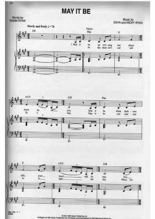 lord of the rings(指环王)《魔戒三部曲》原声音乐钢琴谱 - may it