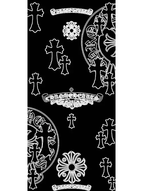 限定74黑白镂空十字架克罗心手机壁纸