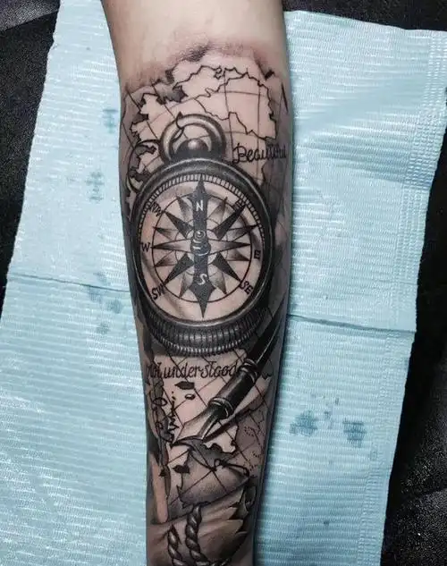 欧美指南针纹身图片