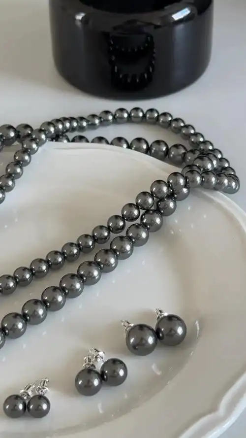 新款施家大溪地黑珍珠项链轻奢高级锁骨链元宝扣设计小众轻奢配饰