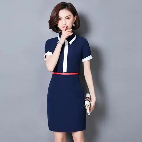 夏装老师工作服职业套装连衣裙女短袖幼儿园教师园服运动网球裙