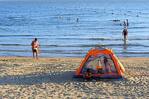 北戴河,大海,嬉戏,帐篷,沙滩,浴场,海湾,海滩,游客,游泳,礁石,避暑