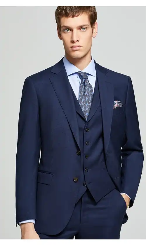 柏品 抗皱纯羊毛西服套装 半麻衬宾霸 商务男士四季款差旅正装西装