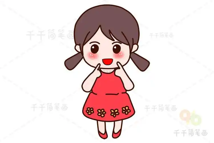 可爱的小女孩简笔画宝宝绘画必备女孩简笔画