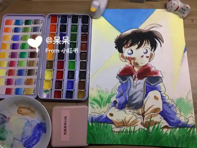 名侦探柯南  #水彩  #动漫  #绘画经典场面水彩绘画 1