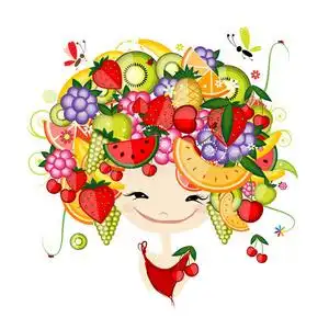 水果门头设计头上戴水果的女孩是你设计的照片