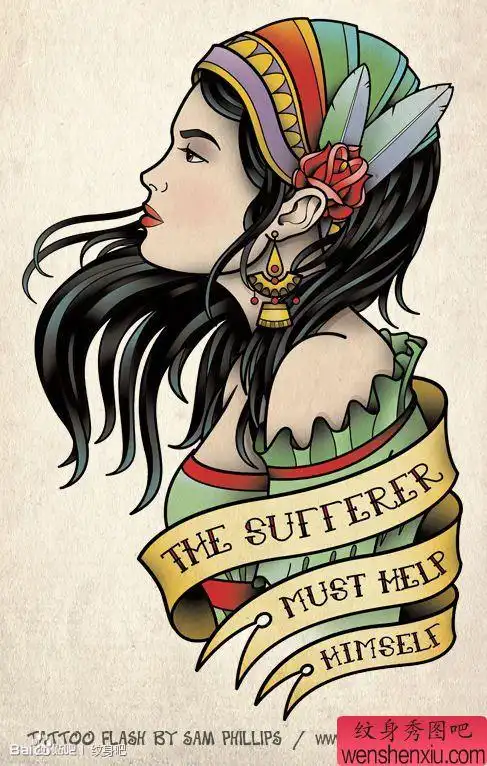 漂亮流行的欧美美女纹身手稿