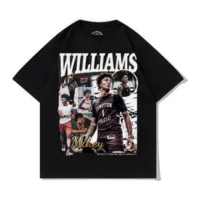 mikeywilliams米奇威廉姆斯美式小领口短袖t恤纯棉宽松长袖重磅男