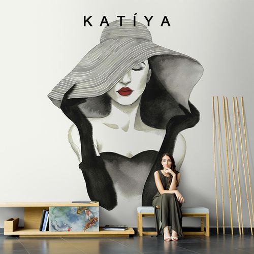 北欧手绘抽象人物壁纸客厅沙发电视背景墙无缝壁画网红布简约