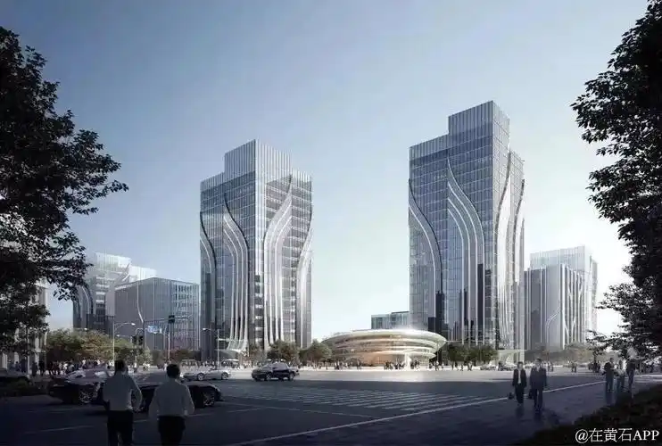 效果图黄石科技创新中心以"生长蜕变,链接未来"为主题,为奥体中心与