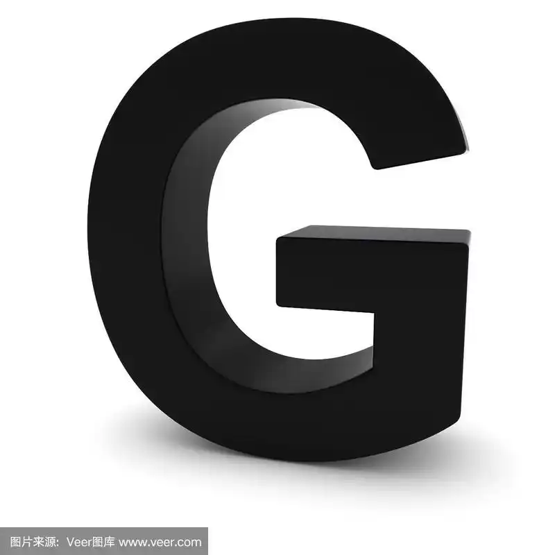黑色大写g - 3d字母g孤立在白色