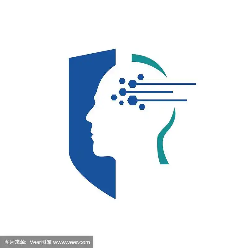 人的头,盾,线和点一个人工智能标志图标符号矢量设计