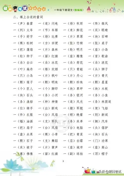 小学一年级词语大全一年级上册近义词反义词