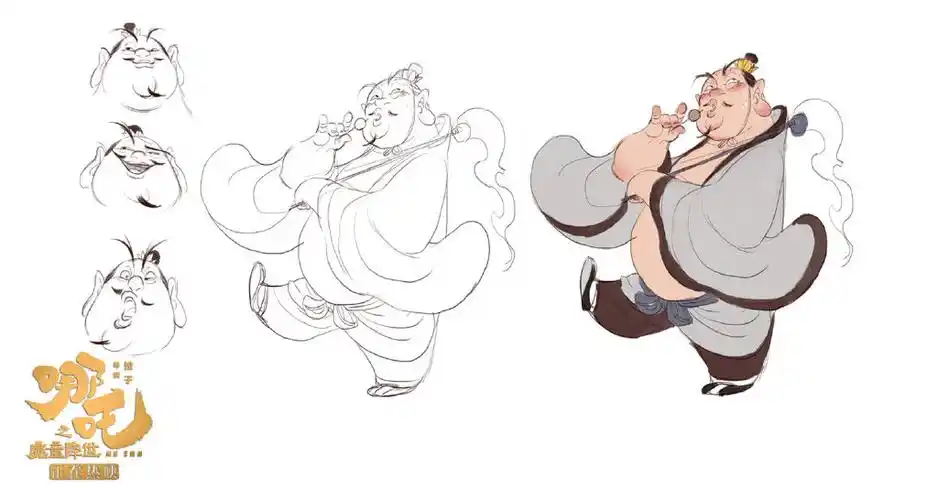 动画电影哪吒之魔童降世人物设定线稿首次公开