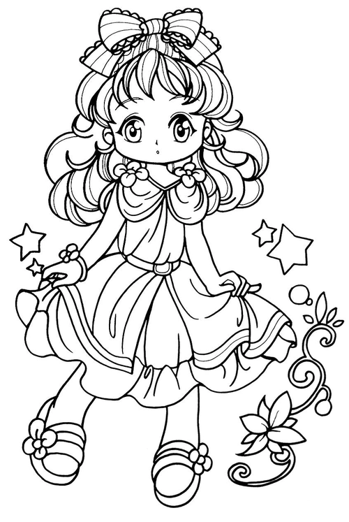 卡通线描 小女孩