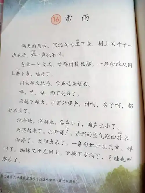 (部编)二年级语文下册预习教案,《雷雨》