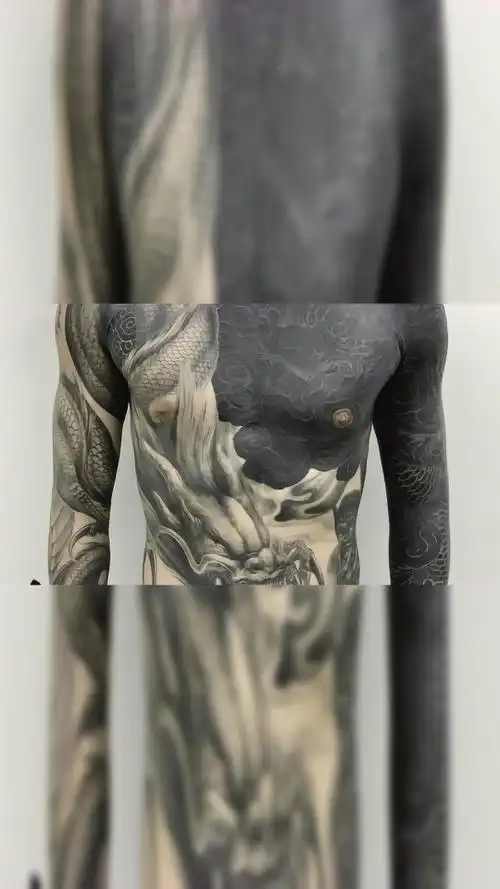 岳阳新刺客纹身作品黑臂之升云龙