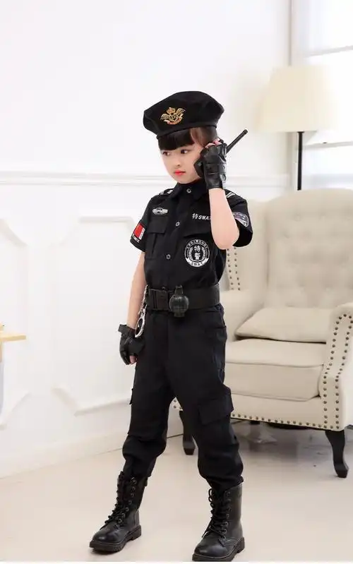 简梦伊儿童迷彩服儿童察套装官表演服男女小孩装演出衣服战术马甲150