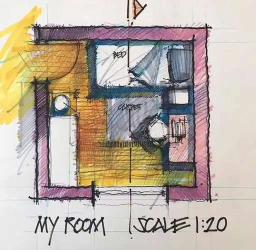 建筑设计师的手绘草图