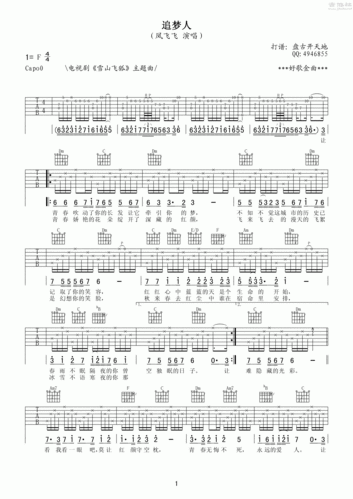 追梦人吉他谱(图片谱,弹唱,分解和弦,f调)_凤飞飞_追梦人(f调版本)_1.