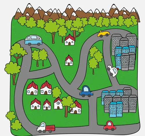 卡通地图设计矢量素材