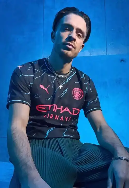 欧冠版曼城球衣第二客场球员版2324哈兰德17号德布劳内格拉利什