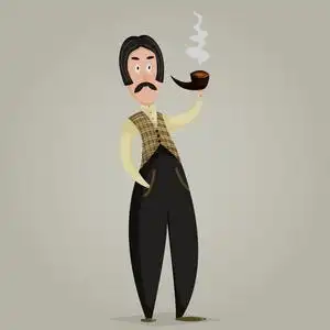 商务维多利亚绅士会议卡通人物图标设置英国大不列颠城市背景复古复古