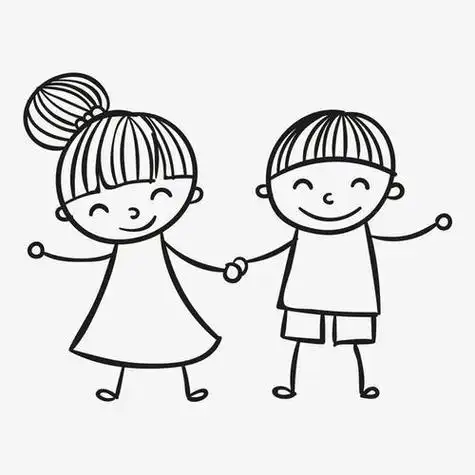 手牵手简笔画小朋友手牵手简笔画小朋友手拉手小女孩简笔画-简笔画