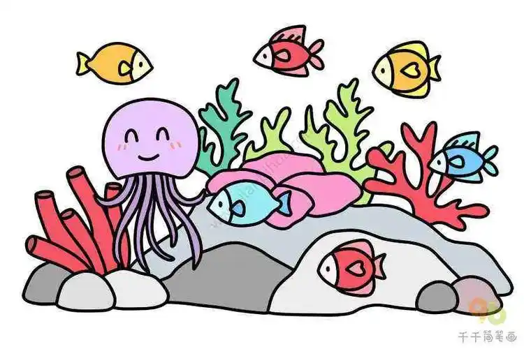 海底世界儿童画怎么画儿童海底世界简笔画画法海底世界儿童简笔画海洋